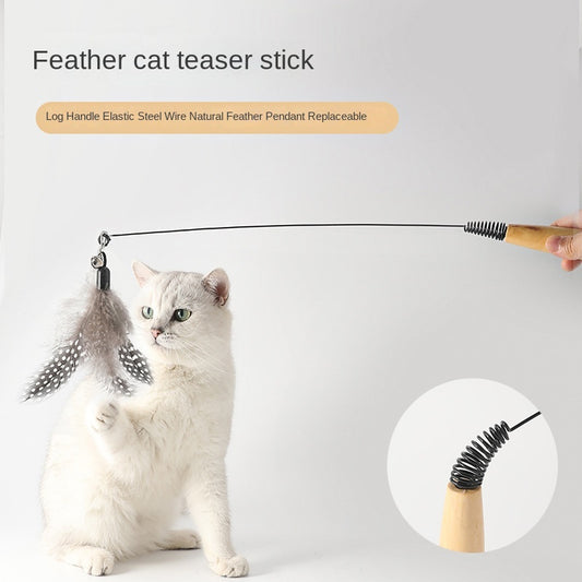 Interactive Cat Wand Toy with Feather Bell Fun
